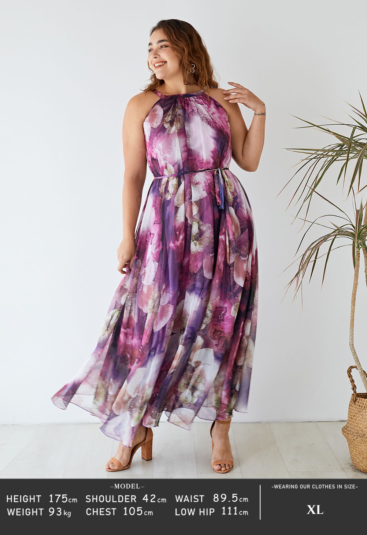 Pourpre Mystérieux Robe Floral Longue