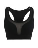 Soutien-gorge de sport à faible impact avec poche arrière en forme de I en noir