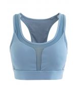 Soutien-gorge de sport à faible impact avec poche arrière en forme de I en bleu