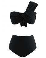 Ensemble de bikini à une épaule Sweet Knot en noir