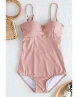 Maillot de bain une pièce bustier dos ouvert en rose