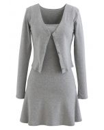 Robe Twinset Boutonnée à Col V en Coton Mélangé en Gris