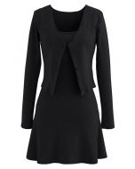 Robe Twinset Boutonnée à Col V en Coton Mélangé en Noir