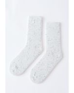 Chaussettes mi-mollet en mélange de laine mélangée à pois en crème