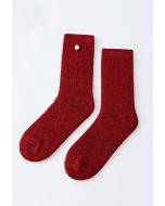 Chaussettes mi-mollet en mélange de laine mélangée à pois rouges