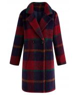 Manteau blazer Festive Tartan Fuzzy en mélange de laine