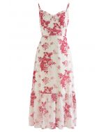 Robe midi caraco froncé fleur de prunier