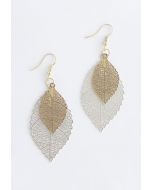 Boucles d'Oreilles Double Feuille Boho en Argent