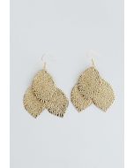 Boucles d'Oreilles Triple Feuilles Dorées