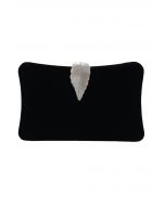 Solid Textured Leaf Clutch in Black
