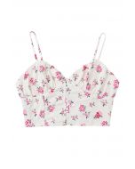 Crop top bustier fleuret brodé à œillets