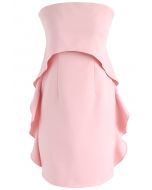 Robe bustier élégante à volants en rose