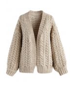 Joli à tricoter votre cardigan épais couleur sable