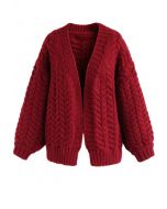 Joli à tricoter votre cardigan épais rouge