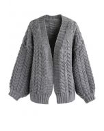 Joli à tricoter votre cardigan épais gris