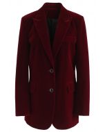 Élégant Blazer en Velvet vin rouge 