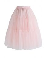 Amour Jupe Mi-longue en Tulle Rose